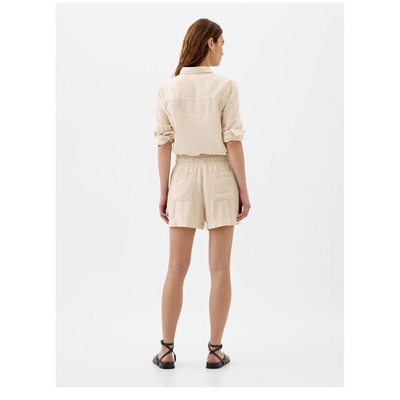 4" Mid Rise Easy Linen-Blend Pull-On Shorts - Picture 3 of 5